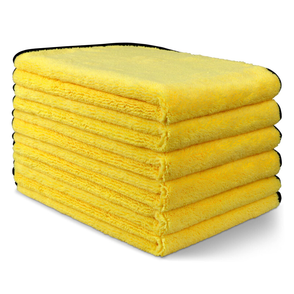 Microfiber Car Towels 6 Pack 16X24 Inch Ultra Absorbent Dual Sided Scratch Drying Cloths For Auto Detailing 9351714635370