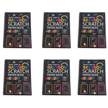 6pièces 19 X 26 cm Magie Couleur Arc en Ciel Rayure Papier Carnet de Notes Noir Dessin de Bricolage Jouets Grattage Peinture Enfant Griffonnage