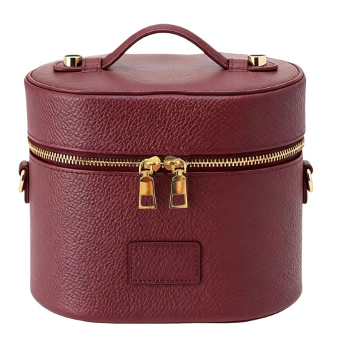 Double Layered Makeup Organizer Bag With Detachable-Burgundy