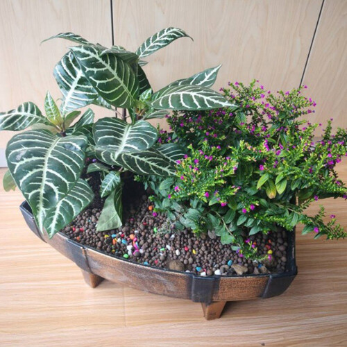 Stylish Imitation Wood Texture Flower Pot Container Crafted From 1