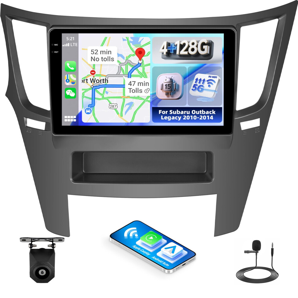 Android Car Stereo For Subaru Outback Legacy 20102014, 9In Ips Touchscreen With Wireless Carplay Android Auto, Gps, Bluetooth 5.0, 128Gb, Ahd Camera 9771547011101
