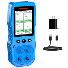 US PLUG,Gas Monitor for O2, CO, H2S, Combustible Gas Detector,4 Gas Leak Detector with Sound,Light & Vibration Alarm