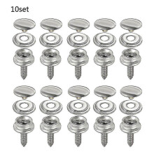 20 jeux de boutons-pression en acier inoxydable pour housse de bateau, toile marine et yacht