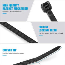 Zip Ties 12 Inch Heavy Duty Zip Ties with 120 Pounds Tensile Strength, Black Cable Ties, 300 Pieces