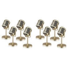 8Pcs Retro Microphone Props Model Vintage Microphone Antique Microphone Toy Microphone Stage Table Decor,Gold