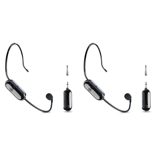 2X 2.4G Wireless Microphone Headset Long Range, Handheld & -Worn Mic, Dual Mode for Teaching,Fitness Instructors