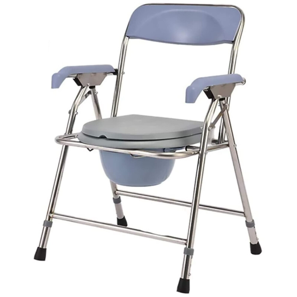 Bedside Commode Adjustable Height Foldable Toilet Chair with Armrests Removable Bucket NonSlip Feet