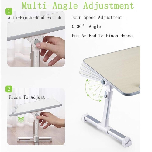 Laptop Bed Table with Adjustable Height and USB Cooling Fan, Foldable Desk for Bed and Sofa 1