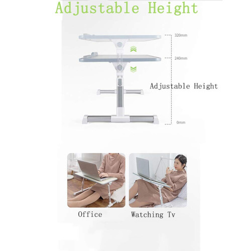 Laptop Bed Table with Adjustable Height and USB Cooling Fan, Foldable Desk for Bed and Sofa 2