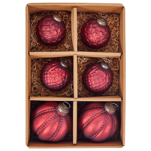 Beliani Set of 6 Baubles ARGENTIN Glass Red 1