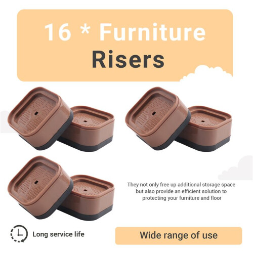 Furniture Risers Adjustable Bed Risers Desk Leg Risers 1.38Inch Stackable Heavy Duty Bed Lifts Risers Square Bed Raising