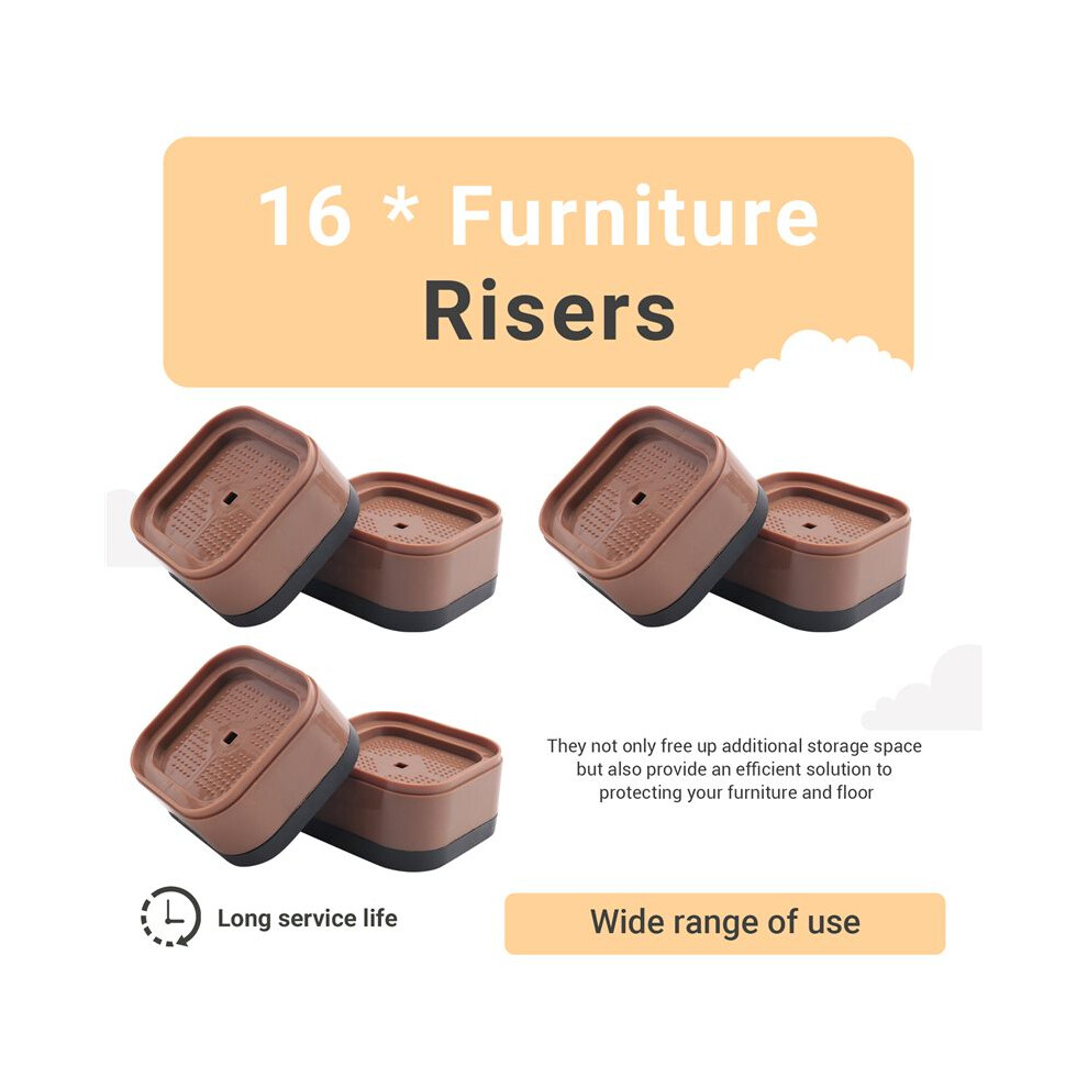 Furniture Risers Adjustable Bed Risers Desk Leg Risers 1.38Inch Stackable Heavy Duty Bed Lifts Risers Square Bed Raising