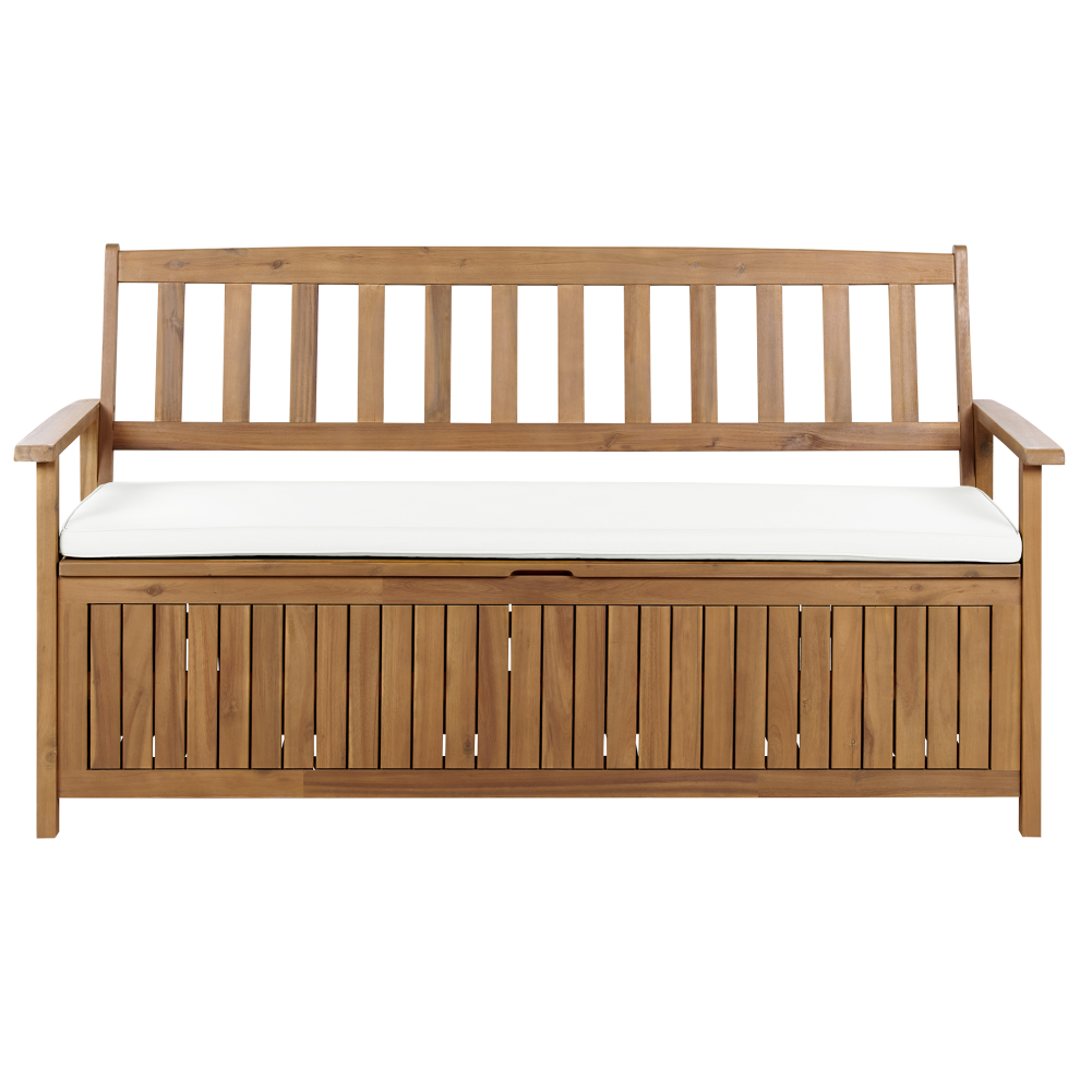 Garden Bench with Cushion SOVANA 160 cm Acacia Wood Off-White-image-OPC-PT6W7SZ-NEW