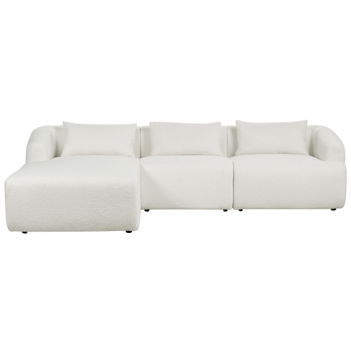 Beliani Corner Sofa 3 Seater SVANSELE Boucle Off-White Right Hand 1