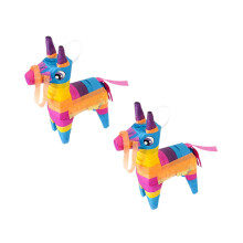 2pcs Mexican Donkey Pinata for Birthday Party and Cinco De Mayo Fiesta, Candy Filled, Ready to Hang