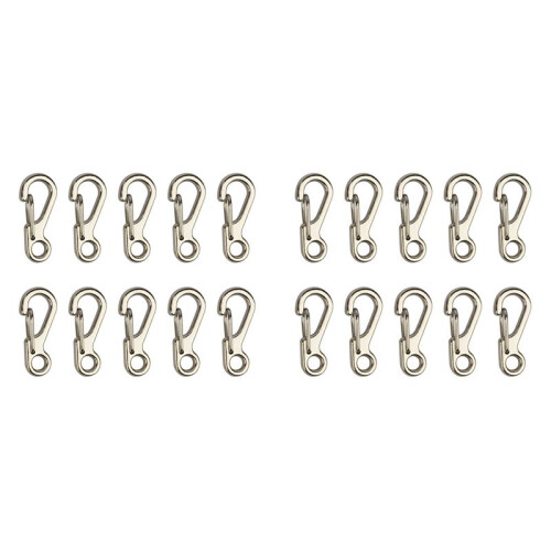 20X  Alloy Carabiner Clip Tiny Spring Snap Hook Carabiners for Backpack Keychains Accessories(Silver) 1