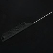 1 Pieza Caliente Moda Negro Peine De Dientes Finos Pinza De Plástico Y Metal Peine De Cola De Rata De Estilo De Pelo Antiestático 220X28X4Mm