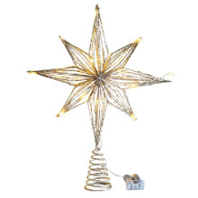 Cime D'Arbre de NoëL Lampe LED éToile DéCorations de NoëL pour Ornements D'Arbre LumièRe D'Arbre éToile à Huit Branches, Champagne Or