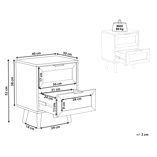 Beliani 2 Drawer Bedside Table OPOCO Black 2