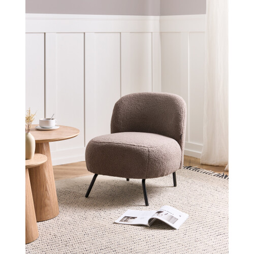 Beliani Armchair KUMLA Boucle Taupe 1