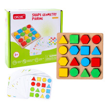 (Single Person)Wooden Cognitive Matching Blocks Children With Geometric Shapes Training Brain