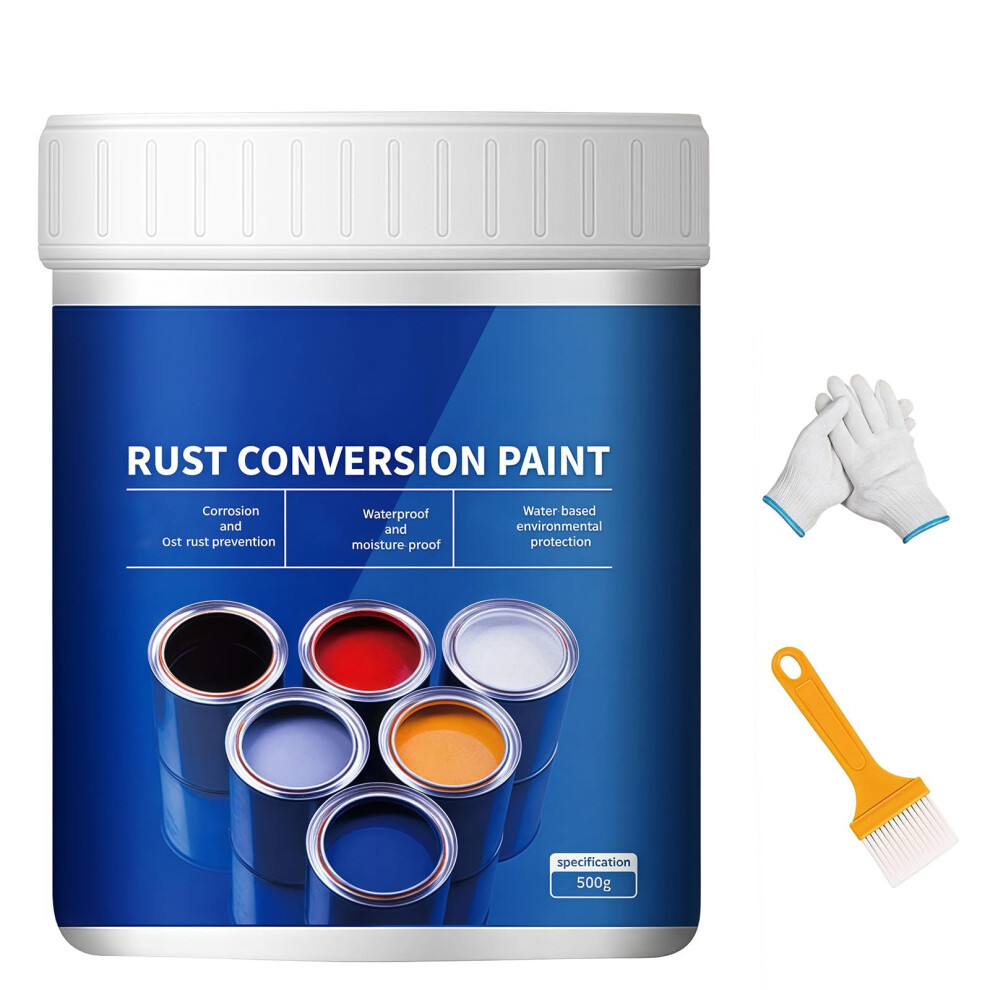 Weatherproof Rust Converter Paint For Metal, Quick Drying Waterbased Primer With Durable Coating, Blue 500G 9351714636476
