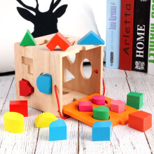 (Style C)Wooden Early Education Blocks Set With Shape Matching Construction For Toddlers