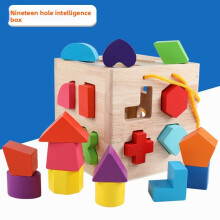(Style F)Wooden Early Education Blocks Set With Shape Matching Construction For Toddlers