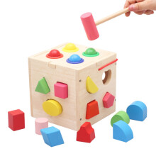 (Style D)Wooden Early Education Blocks Set With Shape Matching Construction Toddlers For