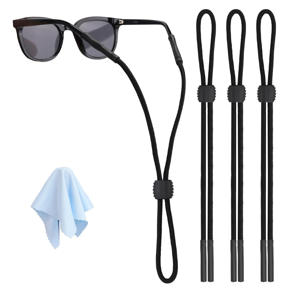 3 Pcs Adjustable Glasses Straps, Nonslip Silicone Ends Glasses Lanyard, Sports Sunglasses Strap
