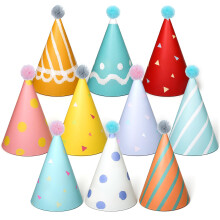 10 Pcs Colorful Mini Party Hats for Stuffed Animals and Pets, Reusable Paper Cone Birthday Accessories