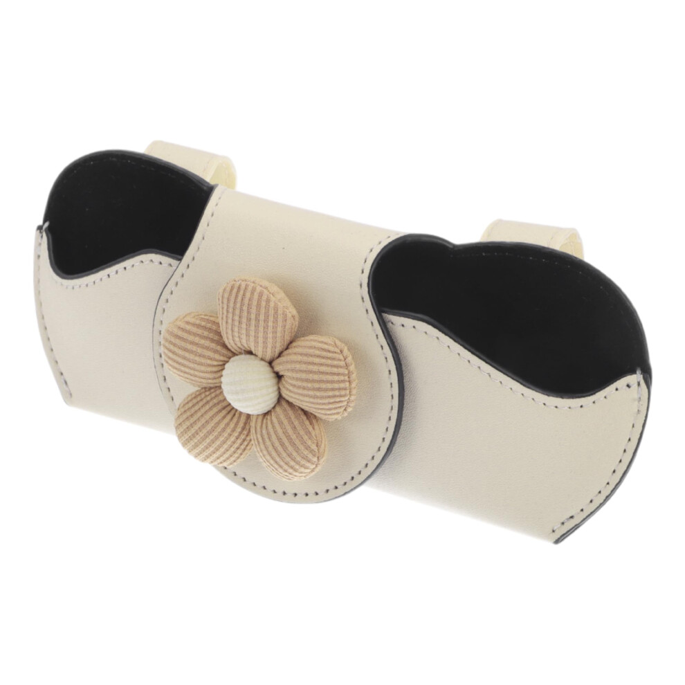Car Sunglasses Holder Magnetic Pu Leather Glasses Organizer Universal Visor Case 18X7.6cm Beige 9351714636810