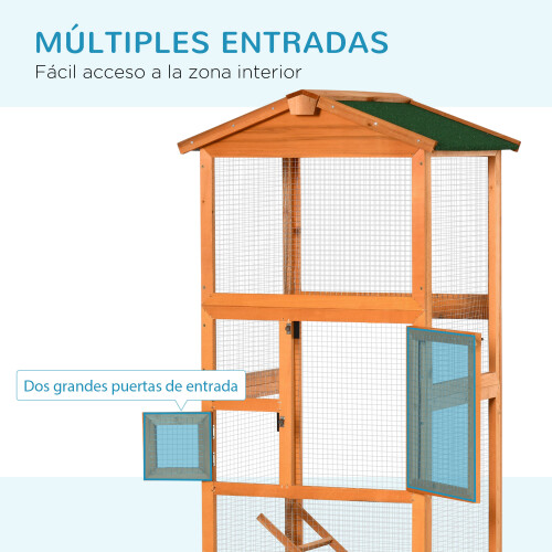 PawHut Jaula para Pájaro Marrón 68 x 63 x 165 cm 2