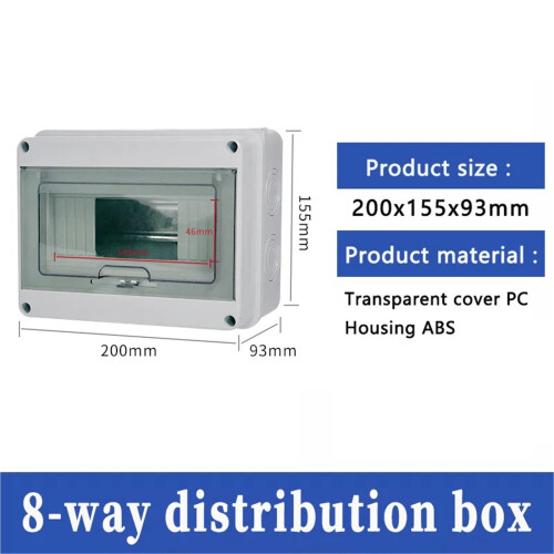 IP65 Waterproof Circuit Breaker Box 8 Way Electrical Distribution Panel ABS Enclosure for Wall Mount 1