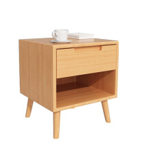 Solid Wood Nightstand with SmoothGlide Drawers, Sturdy Bedside Table for Bedroom (Wood)