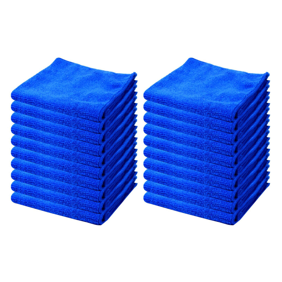 Microfiber Cleaning Cloths 12X12in Pack Of 20, Scratch Lint Car Wash Towels Reusable Blue 9073542162902
