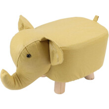 Cute Animal Footstool with Padded Cushion, NonSlip Feet, Kids Animal Ottoman, Yellow Nursery
