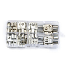 Battery Cable Lugs 60 Pack, Tinned Copper SC Ring Terminals, Crimp/Solder, Silver, Assorted Sizes