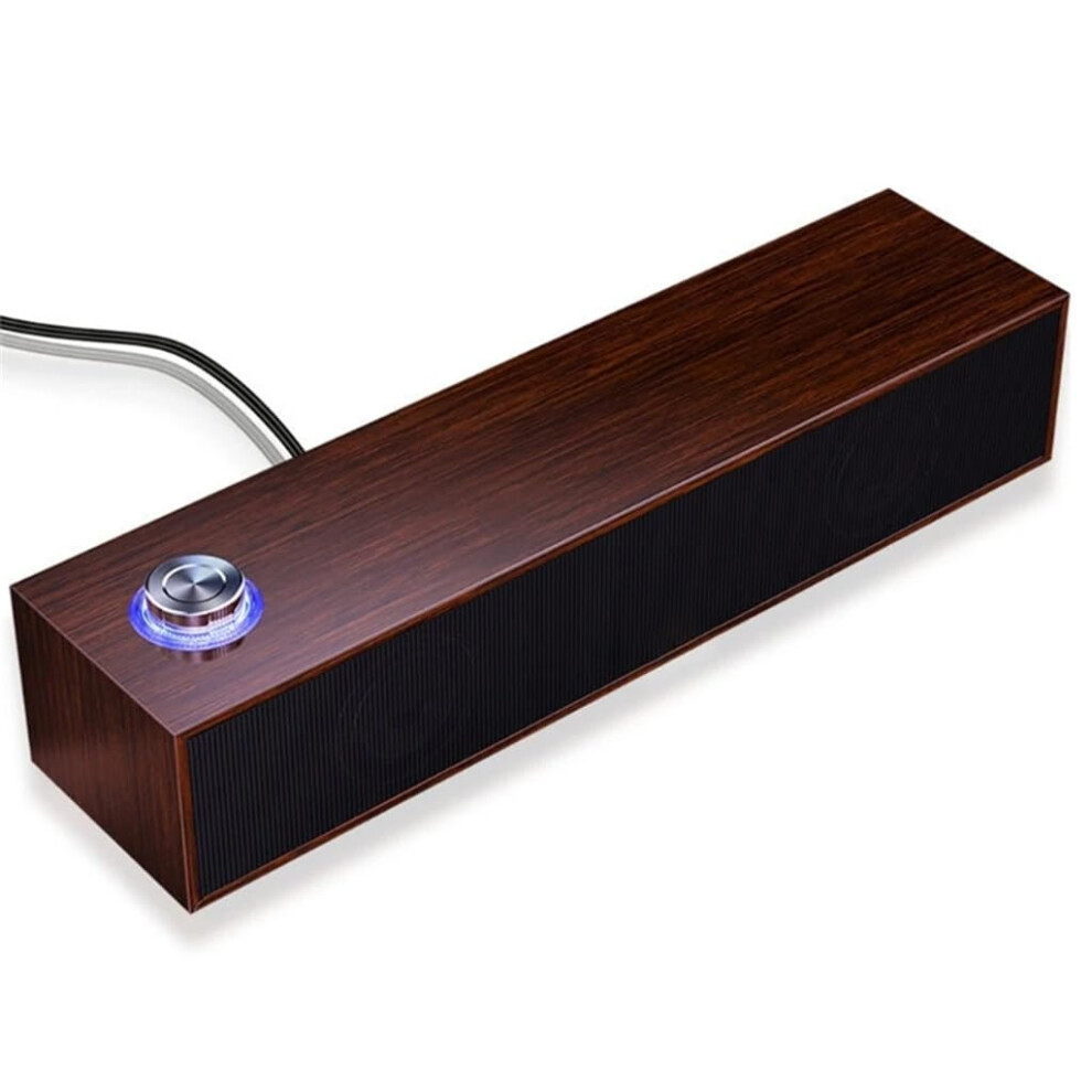 Bluetooth 5.0 Speaker With Deep Bass, Compact Walnut Wired Stereo Speaker For Home And Office 9351714637664