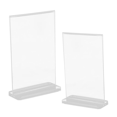 Acrylic Sign Holder 2 Pack, Double Sided Tabletop Menu Display for Restaurants and Events