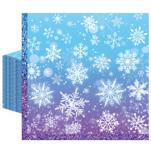 Winter Paper Napkins 50 Pack Blue Snowflake 13x13 Soft Durable Festive Christmas Party Disposable
