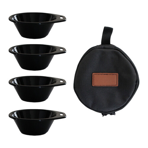 4Pcs Small Tableware Set with Handle for-4 black portable bow