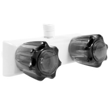 RV Shower Faucet Replacement with Dual Knob Control, 4 Inch Camper Shower Valve Diverter, LeakResistant White Fixture for Indoor Outdoor Use