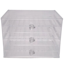 Plastic Jewelry Storage Box Earring Display Stand Organizer Holder with 3 Vertical Drawer (Transparent)