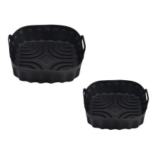 2 Stück Heißluftfritteusen-Silikon-Backblech, Wiederverwendbar, Quadratisch, Heißluftfritteusen-Pfanne, Silikonform, Mikrowellen-Pads, Backmatte,