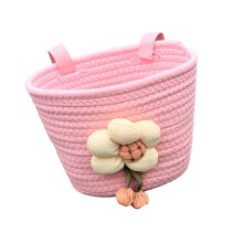 Panier de vélo en corde souple tissé, panier de Tricycle,-Rose