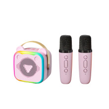 Neue Mini-Karaoke-Maschine mit 2 kabellosen Mikrofonen, Bluetooth 5.3, Stimmeffekten und LED-Beleuchtung – Das perfekte Geschenk für Kinde