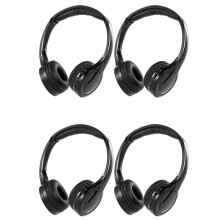 Lot de 4 écouteurs Sans Fil IR pour Lecteur DVD de Voiture Appuie-Tête Vidéo, Casque D'écoute Infrarouge -Auriculaire Universel (Noir)