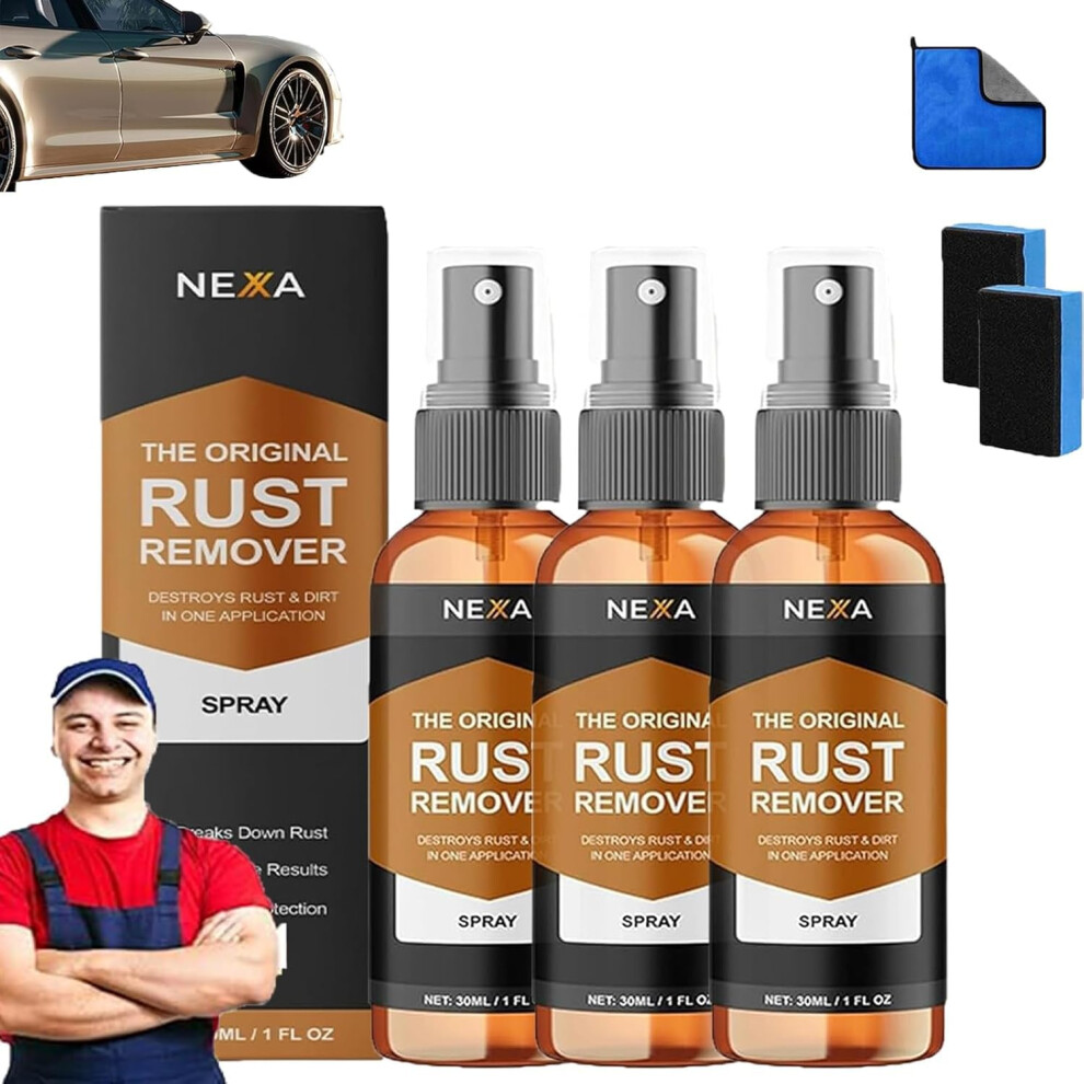 Rust Remover Spray 3 Set, Heavy Duty Metal Rust Converter With Instant Dissolution, No Sanding, Fast Drying Formula For Cars And Tools 9351714639606