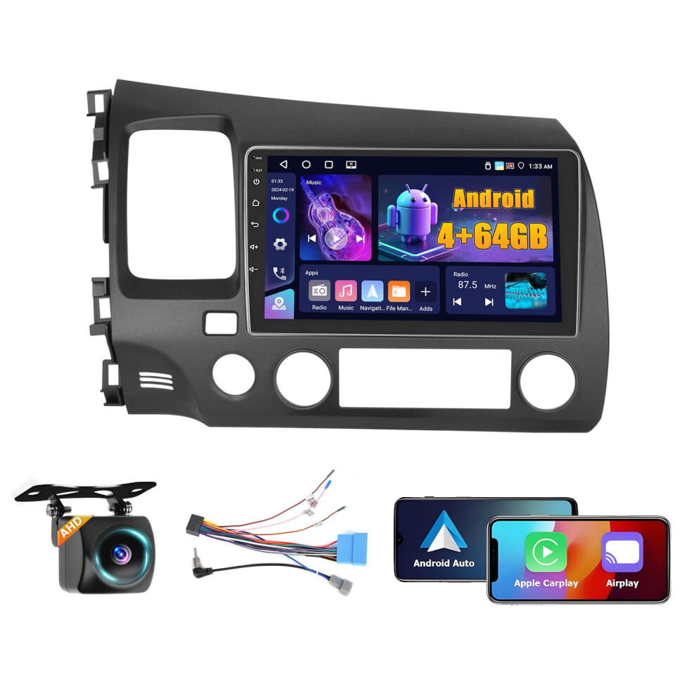 Android 15 Car Stereo For Honda Civic 2006Â2011, 9 Inch Ips Touchscreen With Wireless Carplay, Android Auto, Gps, Bluetooth, Dsp, Backup Camera 9330225497684